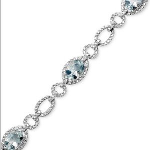Sterling Silver Aquamarine & Diamond Bracelet